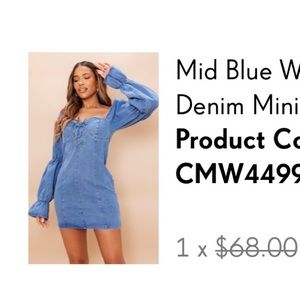 Brand new never worn denim mini dress